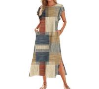 Dresses for Women UK Sequin Dress Indian Sundresses Maxi Ruffle Little Black Orange Dresses for Women UK Tea Shirred Waist Dress Midi Summer Strapless Roman Petite Clothing, Brown L