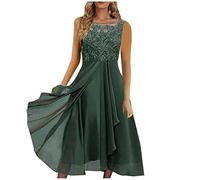Dresses for Women UK Sexy Lace Chiffon Mesh Patchwork Maxi Dress Plain Half Sleeve Round Neck Long Dress Evening Dress Elegant Party Club Dress Cocktail Rehearsal Dinner Guest Wedding Bridesmaid Gowns