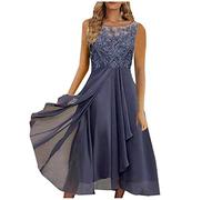 Dresses for Women UK Sexy Lace Chiffon Mesh Patchwork Maxi Dress Plain Half Sleeve Round Neck Long Dress Evening Dress Elegant Party Club Dress Cocktail Rehearsal Dinner Guest Wedding Bridesmaid Gowns