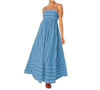 Dresses for Women UK Striped Maxi Dress Sleeveless Swing Cutout Dress Suspender Backless Spaghetti Strap Boho Flowy Long New Casual Dresses