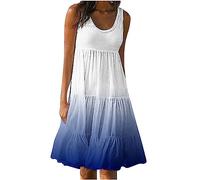 Dresses for Women UK Summer Tie Dye Skater Dress Casual Sleeveless Tank Dress Ladies Round Neck Knee Length Sundresses Trendy Beach A Line Tunic Dress Plus Size Loose Shift Dress Clearance