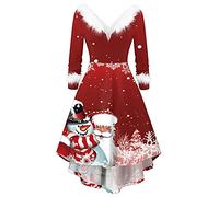 Dresses for Women UK, Womens Christmas Printed Pullover Plus Size Dress Women's Dress Ladies Christmas Dresses Costumes for Women Plus Size Womens Clothing