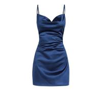 Dresses for Women UK Women's Satin Sleeveless Spaghetti Strap Mini Dress Sexy Slip Cowl Neck Silky Dresses 2024 Bodycon Dresses for Women UK
