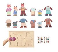 Dresses Toys Animal Design - Learn To Dress Toy,Wooden Board Puzzles Match Play Outfits for Kids Pretend Play Children Preschool Classroom Travel Birthday Christmas