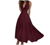 Dresses Women's Long Summer Dress Women's Elegant Cocktail Dress Deep V-Neck Dress Sleeveless with Side Zip Maxi Dress Plain Flowing Ball Dress Fashion Tunic Dress Sexy Casual Dresses