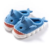 dressfan 3D Shark Slippers,Plush Animal Cartoon Cute Non-slip Silent Thick&Soft Sole Warm Winter Slippers for Women Girl,Royal Blue,UK 6-7.5