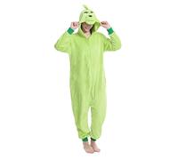 dressfan Green Christmas Monster Onesie Pajamas Halloween Cosplay Costume Christmas Pajamas for Family Unisex Adults Teens,L