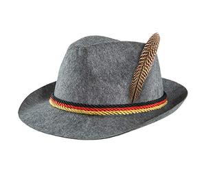 dressforfun 302853 Unisex´s Accesories Grey Hat with German Flag Colours, Felt, Bavarian Style, Beerfest Festival Party