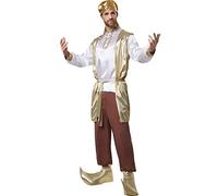 dressforfun 900527 - Men's Costume Powerful Sultan, Elasticated Trousers and Oriental Robe with Golden Details (XL | No. 302643)