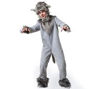 dressforfun 900537 Wild wolf cub costume | Grey faux fur detail soft fancy dress onesie | Animal wereworld Halloween