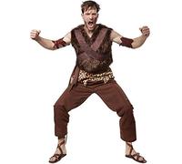 Mens Costume Stone Age Clan Chief Long Top Spots Cave Party Carnival Halloween