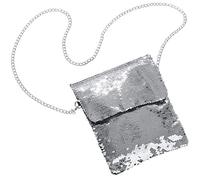 dressforfun 900654 Sequin Handbag, Women Crossbody Bag with Reversible Sequins, Glitter Shoulder Bag for Party Disco Charleston Fancy Dress Costume Carnival (Silver | No. 303286)