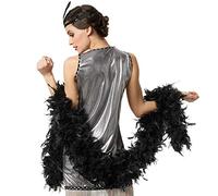 dressforfun 900838 Fluffy Feather Boa, 180 cm long, Fluffy Craft Decoration, Women Girls Carnival Fancy Dress Costume Accessory (Black)