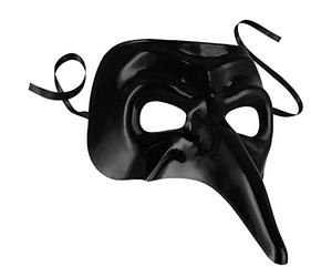 dressforfun 900890 Unisex Venetian Half Mask, Satin Ribbon Ties, Costume Halloween Carnival (Black | Nr. 303554)
