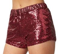 dressforfun 900996 Women's Sequin Glitter Hot Pants, Sexy Shorts, dark red - different sizes - (M | no. 303907)