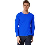 dressforfun 901001 Men's Basic Long Sleeve T-Shirt, Long-Sleeved Top with Round Neck, Plain Tee Shirt, Cotton (Blue | L | No. 304027)