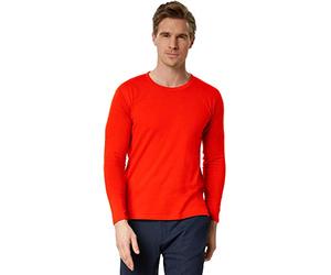 dressforfun 901001 Men's Basic Long Sleeve T-Shirt, Long-Sleeved Top with Round Neck, Plain Tee Shirt, Cotton (Red | XL | No. 303228)