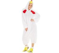 dressforfun Chicken Costume for her and for him | Made from shaggy plush fabric | With a practical front zip closure | includes chicken feet with fasteners (L | no. 300867)