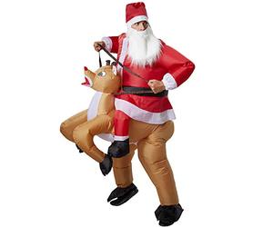 dressforfun Inflatable Santa Claus, Unisex Costume - Father Christmas Riding on His Reindeer