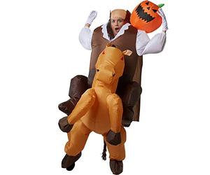 dressforfun - Inflatable Unisex Costume Headless Horseman with Pumpkin Face on the Shoulder