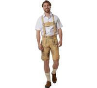 dressforfun Lederhosen for Men with Traditional Embroidery & Buttons, Authentic Mens Fancy Dress Costume in Faux Leather with Matching Braces, Ideal Stag Do & Oktoberfest Outfit - Antique Brown
