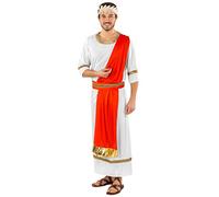 dressforfun Men’s costume Gaius Julius Caesar | White, comfortable long toga | Integrated red sash with golden hem (XXL | No. 30470)