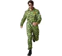 dressforfun® Men's Fancy Dress Costume - Air Force Pilot - Camouflage 901043