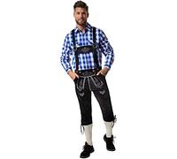 dressforfun Men's Knee-Length Lederhosen with Removable Braces, Traditional Embroidery, Buttons & Lacing, Bavarian Fancy Dress, Ideal as Oktoberfest Outfit, Stag Do Outfit & Halloween Costume - XXL