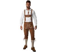 dressforfun Men's Knee-Length Lederhosen with Removable Braces, Traditional Embroidery, Buttons & Lacing, Bavarian Fancy Dress, Ideal as Oktoberfest Outfit, Halloween Costume & Stag Do Outfit - L