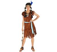 dressforfun Women’s Costume Native American, Charming Native American Dress in Imitation Suede, Incl. Beautiful Sash Belt, Womens Fancy Dress - XL