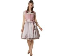 dressforfun Women's Midi Dirndl with Zippered Bodice, Floral Skirt, Apron & Waistband, Traditional Bavarian Costume, Ideal Womens Fancy Dress for Oktoberfest, Festivals & Hen Dos - Rose/Beige
