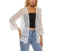 DRESSHAPE Womens Boho Open Front Cardigan Long Sleeve Loose Knit Lightweight Sweaters, Cxzwt-White, One Size
