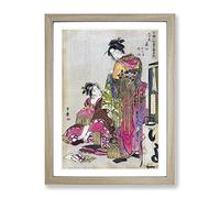 Dressing A Geisha By Kitagawa Utamaro Asian Japanese Framed Print | A4 Oak Framed Wall Art | Ready to Hang | Asian Nature Picture | Living Room Bedroom Lounge Office