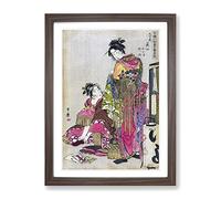 Dressing A Geisha By Kitagawa Utamaro Asian Japanese Framed Print | A4 Walnut Framed Wall Art | Ready to Hang | Asian Nature Picture | Living Room Bedroom Lounge Office