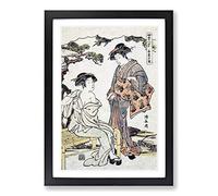 Dressing a Lady by Torii Kiyonaga Framed Print | A2 Black Framed Wall Art | Ready to Hang | Modern Nature Picture | Living Room Bedroom Lounge Office