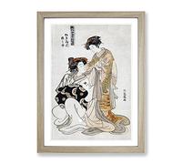Dressing By Isoda Koryusai Asian Japanese Framed Print | A3 Oak Framed Wall Art | Ready to Hang | Asian Nature Picture | Living Room Bedroom Lounge Office