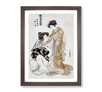 Dressing By Isoda Koryusai Asian Japanese Framed Print | A3 Walnut Framed Wall Art | Ready to Hang | Asian Nature Picture | Living Room Bedroom Lounge Office
