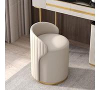 Dressing Chair with Backrest - PU Leather & Solid Wood High Resilience Makeup Stool for Bedroom & Dressing Table (Stylish White)