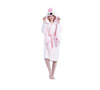 Dressing Gown Animal Fluffy Hoodie Bathrobes Housecoats Lightweight for Unisex Adults Flamingo For S