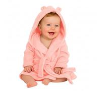 Dressing Gown for Baby Girl & Boy | Soft Plush Polyester Hooded Bathrobe for Babies & Toddlers | Kids Bath & Bedtime Robe, Ideal Baby Gift & Newborn Essential | Coral Pink 12-18 Months
