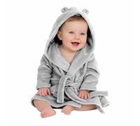 Dressing Gown for Baby Girl & Boy | Soft Plush Polyester Hooded Bathrobe for Babies & Toddlers | Kids Bath & Bedtime Robe, Ideal Baby Gift & Newborn Essential | Grey 12-18 Months