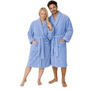 Dressing Gown for Women & Men 2 Pack | Towelling Adult Bathrobe with Belt, Pockets & Shawl Collar | Women's Dry Style Robes & Men’s Nightwear | 100% Cotton, Warm, Soft Cozy Loungewear (Sky Blue-S/M)