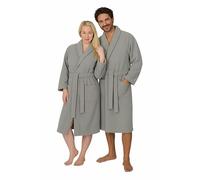 Dressing Gown for Women & Men 2 Pack | Towelling Bathrobe for Adults with Belt, Pockets & Shawl Collar | Women's Dry Robes & Men’s Nightwear | 100% Cotton, Warm, Soft & Cozy Loungewear (Grey-S/M)