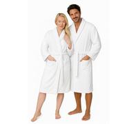 Dressing Gown for Women & Men 2 Pack | Towelling Bathrobe for Adults with Belt, Pockets & Shawl Collar | Women's Dry Robes & Men’s Nightwear | 100% Cotton, Warm, Soft & Cozy Loungewear (White-L/XL)