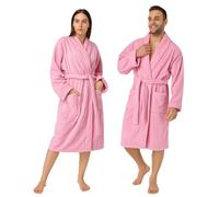 Dressing Gown for Women & Men | Towelling Bathrobe for Adults with Belt, Pockets & Shawl Collar | Women's Dry Robes & Men’s Nightwear | 100% Luxury Cotton, Warm, Soft & Cozy Loungewear (Pinke-L/XL)