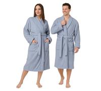 Dressing Gown for Women & Men | Towelling Bathrobe for Adults with Belt, Pockets & Shawl Collar | Women's Dry Robes & Men’s Nightwear | 100% Luxury Cotton, Warm, Soft & Cozy Loungewear (Grey-L/XL)