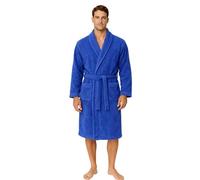 Dressing Gown for Women & Men | Towelling Bathrobe for Adults with Belt, Pockets & Shawl Collar | Women's Dry Style Robes & Men’s Nightwear | 100% Cotton, Warm, Soft Cozy Loungewear (Royal Blue-S/M)