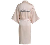 Dressing Gown for Women, Party Robes, Satin Kimono Women's Robes, Bride Bathrobe, Ladies Nightdresses Sleepwear Dressing Gown,Bridesmaid Champagne,M