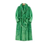 Dressing Gown Mens Double Layer Fleece Robe For And Extra Long Bathrobe Winter Loungewear Soft Cozy Home Wear (Green, Xl)