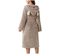 Dressing Gown With Ears Fluffy Extra Thick Winter Womens Dressing Gown | With Hood Lovely Animal Ears Bathrobe Cute Dog Ear Hooded Pyjamas Cartoon Animal Bathrobe Comfy Thickened Nightgown